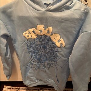 Spyder Light Blue Hoodie with Web Design